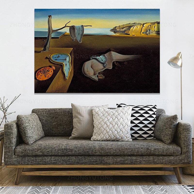 Salvador Dali The Persistence Of Memory Clocks Surreal Oil Painting Canvas Poster Print Cuadros Wall Art Picture For Living Room